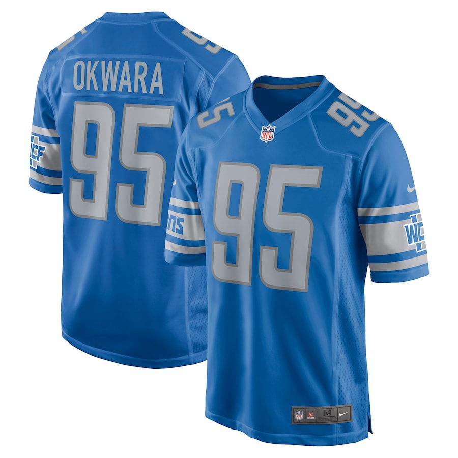 Men Detroit Lions 95 Romeo Okwara Nike Blue Game NFL Jersey